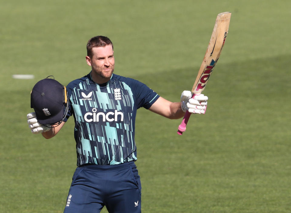 Seen here, Dawid Malan salutes after scoring a century for England in the first ODI against Australia. 