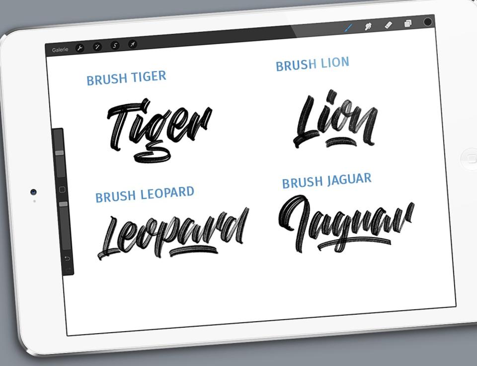 Procreate brushes: Brush Tiger, Lion, Leopard and Jaguar