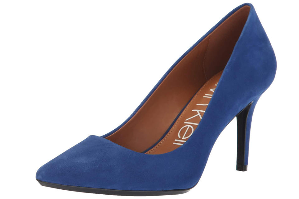 blue heels, pumps, shoes, calvin klein