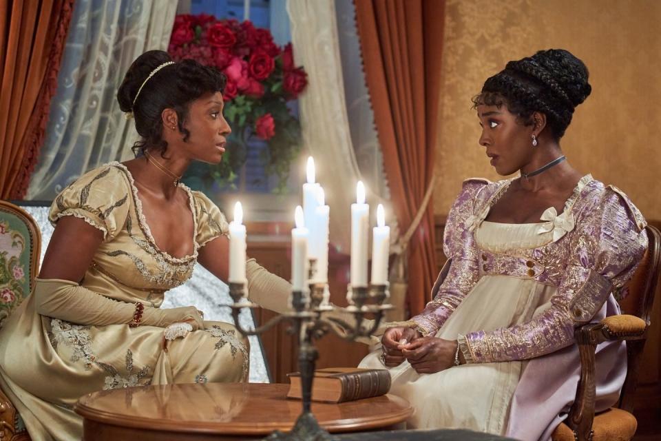 a period adaptation of jane austens sense and sensibility after a change in circumstances, marianne is torn between two men, while elinor longs for a man beyond reach photo victoria ekanoye, deborah ayorinde credit 2024 hallmark mediaphotographer hristo rusev