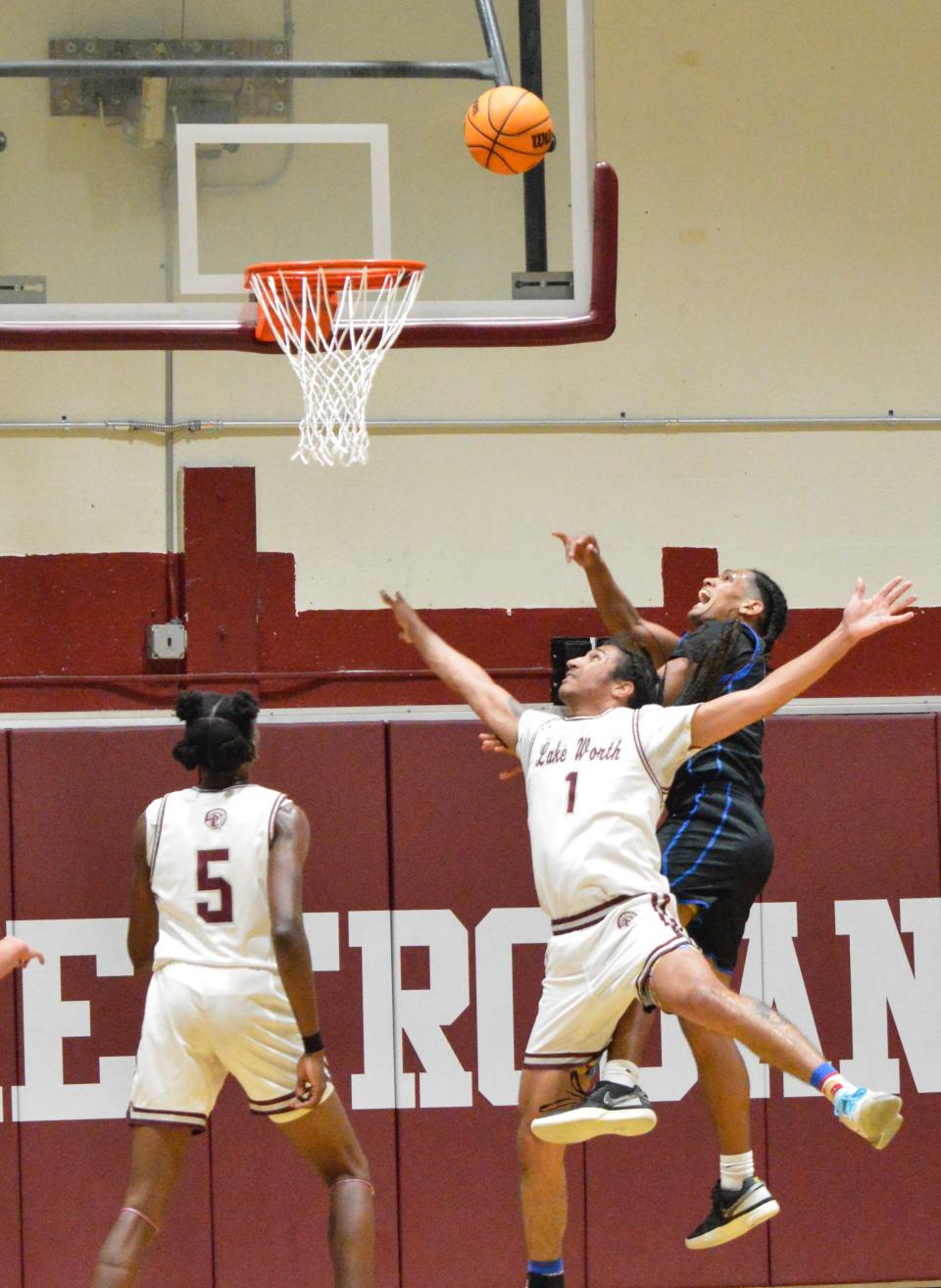 Wellington's Toney Collins catapults the ball towards the net against Wellington on Feb. 15, 2024.