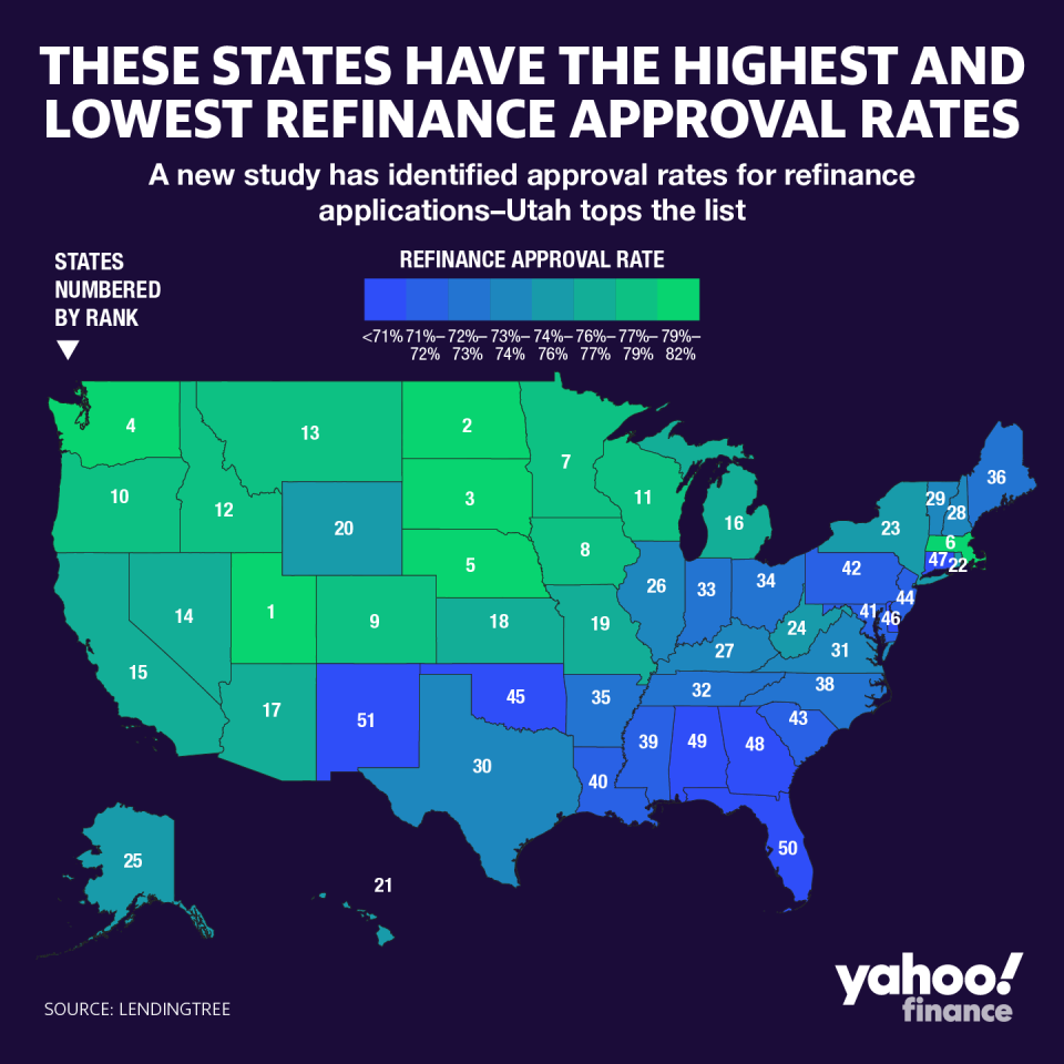 A new study identified approval rates for refinance applications. Utah tops the list. Graphic: David Foster.