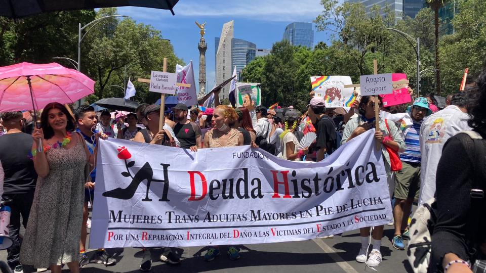 Deuda Histórica forma parte del Bloque Disidente en la Marcha del Orgullo. Foto: Marcela Nochebuena.