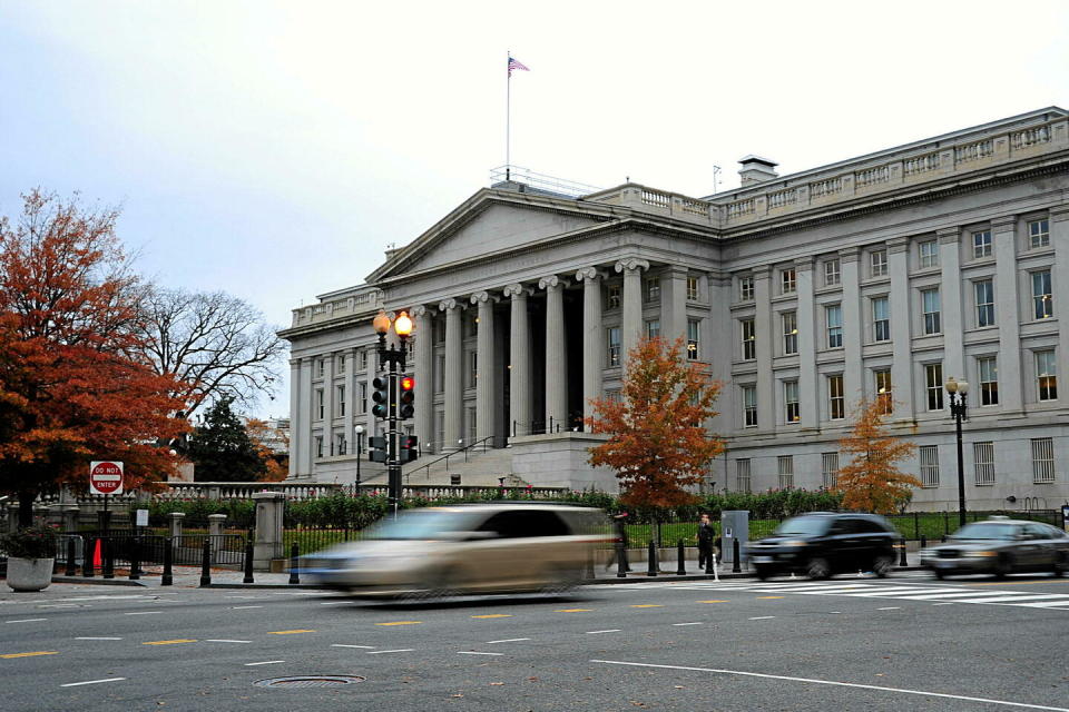 Le bâtiment du Trésor américain, à Washington.   - Credit:KAREN BLEIER / AFP