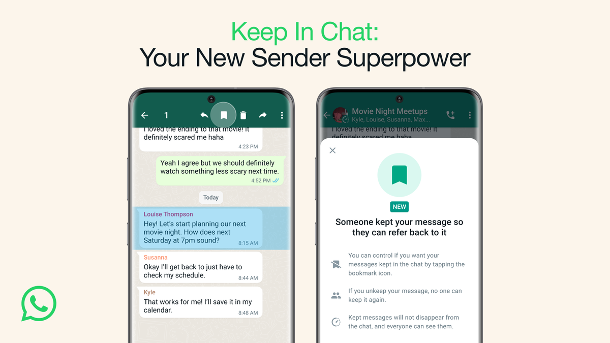 WhatsApp will save a disappearing message in a chat and to a folder for you to access later (WhatsApp)