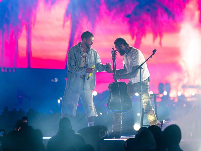 Bad Bunny surprised fans by bringing out Post Malone during his