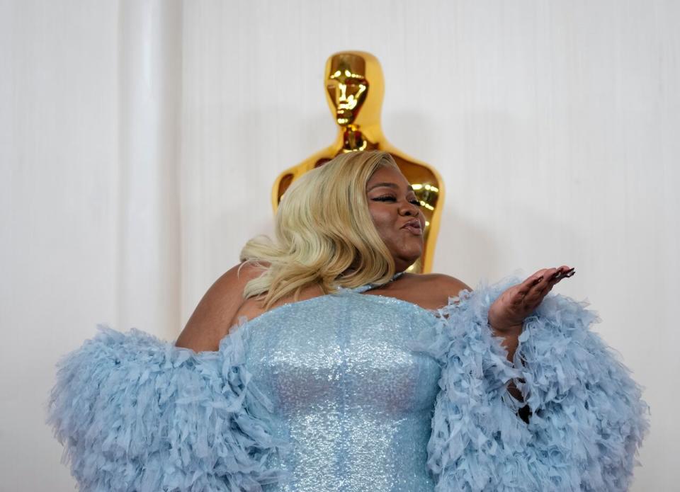 Da'Vine Joy Randolph arrives at the Oscars on Sunday, March 10, 2024, at the Dolby Theatre in Los Angeles. (AP Photo/Ashley Landis)