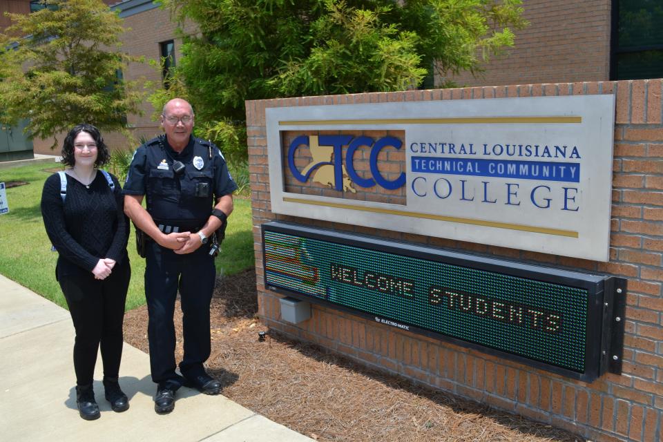 Madison Moore is a drafting and design student at Central Louisiana Technical Community College in downtown Alexandria. Her father David Moore is a corporal with the Alexandria Police Department. He patrols the downtown area that includes the main CLTCC campus and the Cleco Advanced Manufacturing Center.