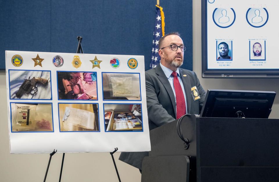 Special Agent in Charge Chris Williams speaks during a press conference at the Florida Department of Law Enforcement in Pensacola on Tuesday, July 2, 2024.