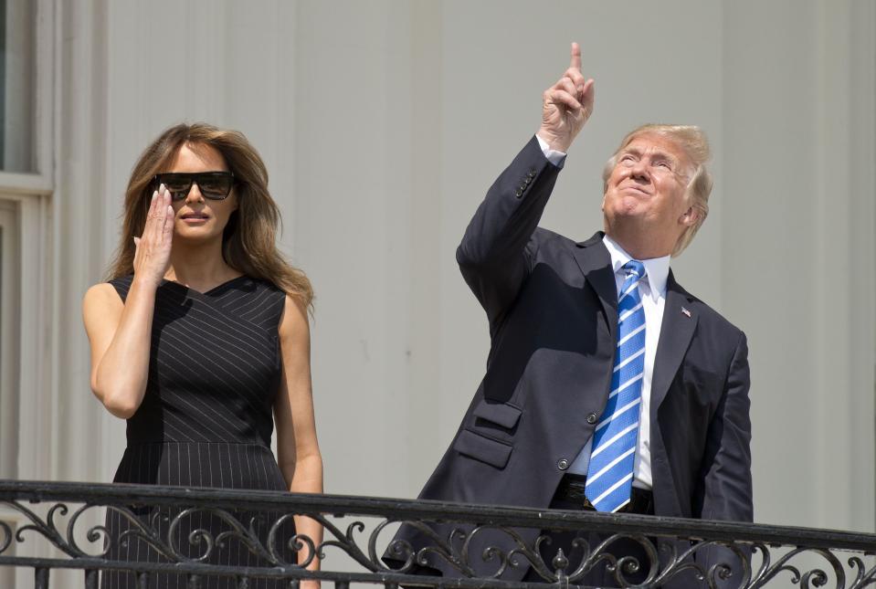 Trump gazes at the total solar eclipse