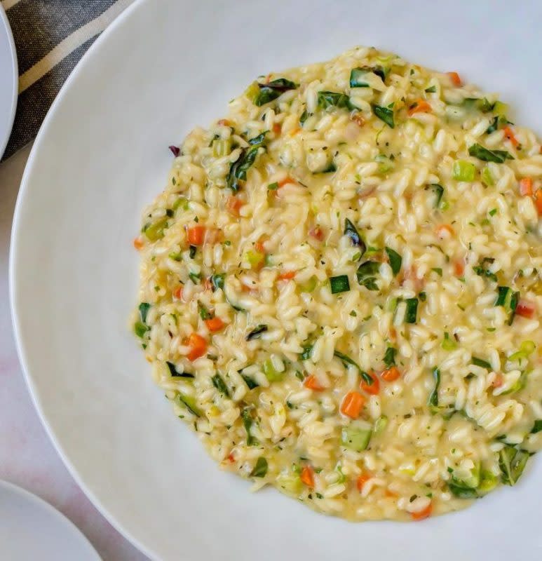 <p>Scott Conant</p><p>“This is one of my favorite back-pocket risotto recipes because it can be completely customized to whatever vegetables you have around, including scraps—broccoli and chard stems, in fact, are some of my favorite things to throw in here,” says Chef Scott Conant.</p><p><strong>Get the recipe: <a href="/1262888/kelli_acciardo/chef-scott-conants-any-vegetable-risotto/" data-ylk="slk:Any Vegetable Risotto;elm:context_link;itc:0;sec:content-canvas" class="link ">Any Vegetable Risotto</a></strong></p>