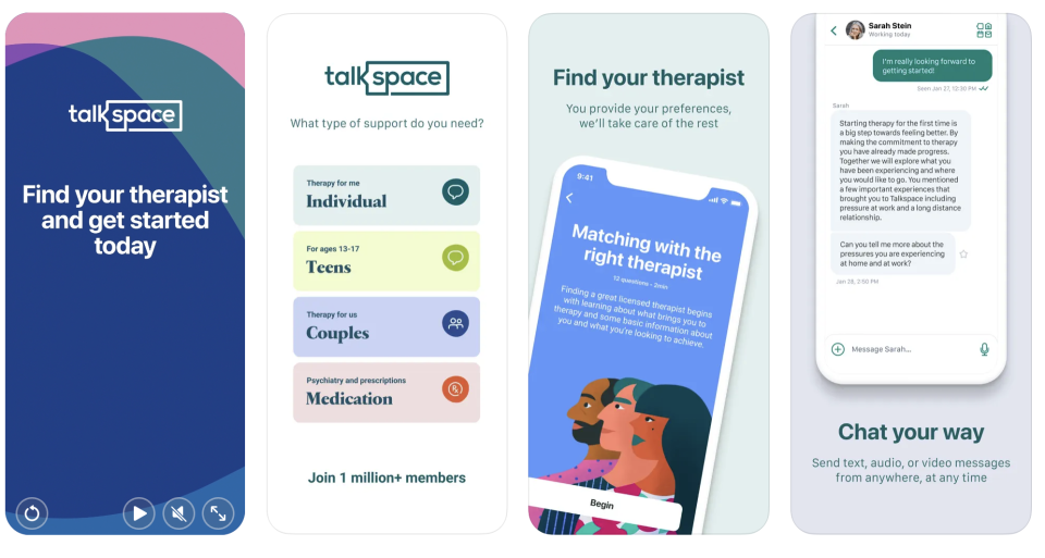 Talkspace did not meet most of Mozilla's privacy standards for mental health apps. (Photo: Apple App Store)