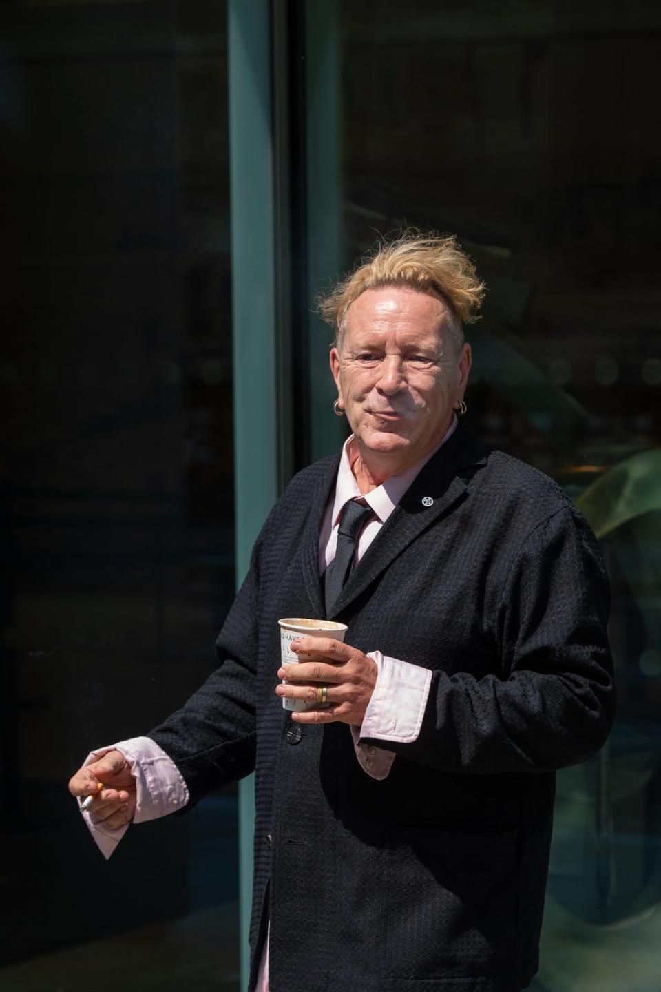 Johnny Rotten outside the High Court (Dominic Lipinski/PA) (PA Wire)