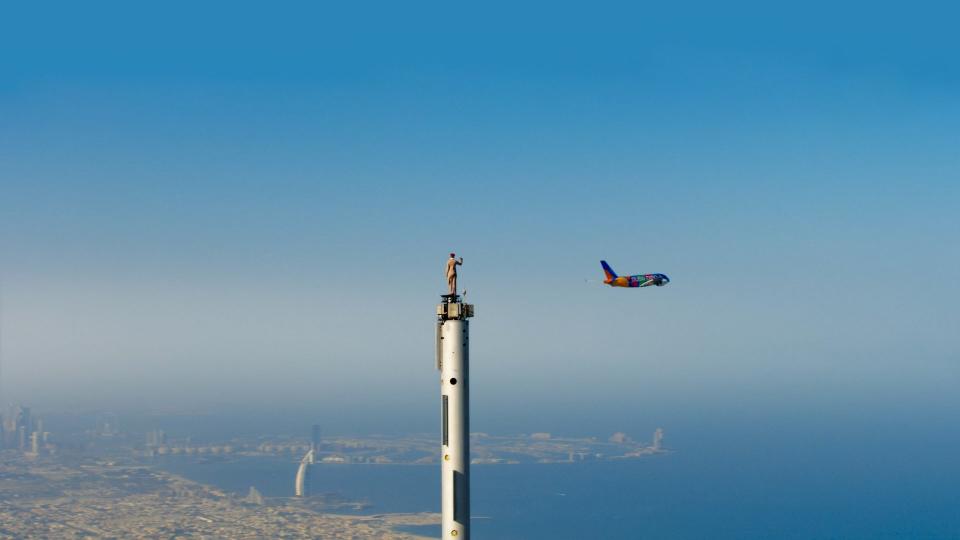 As part of a commercial for Emirates airline, Smith-Ludvick visited the top of Burj Khalifa’s spire three separate times.