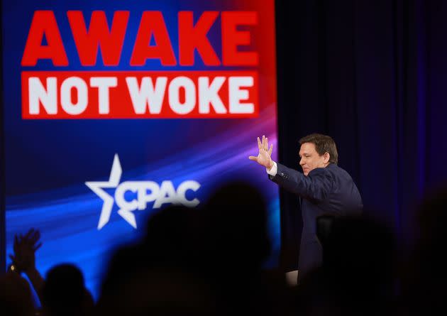 Florida Gov. Ron DeSantis speaks at the Conservative Political Action Conference in Orlando, Florida, on Thursday. DeSantis took the approach of several other speakers at CPAC, ignoring the Ukraine crisis entirely in his speech. (Photo: Joe Raedle via Getty Images)