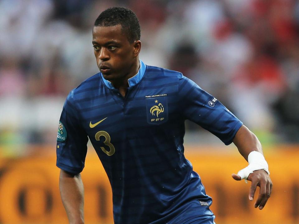 Patrice Evra of France with the ball during the UEFA EURO 2012 group D match between France and England at Donbass Arena.