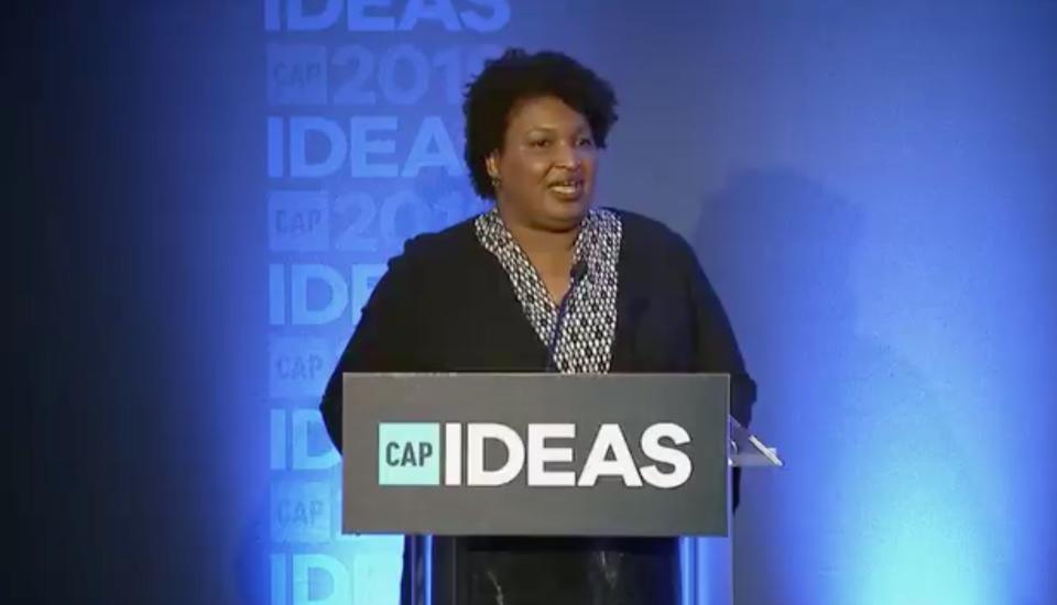 Stacey Abrams speaking at the Center for American Progress event. (Image: Twitter)