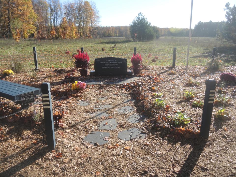 The COVID-19 memorial at Aspen Park in Gaylord.