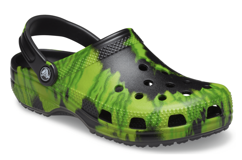 Crocs’ ‘Black/Lime Green’ Tie-Dye Graphic clog. - Credit: Courtesy of Crocs