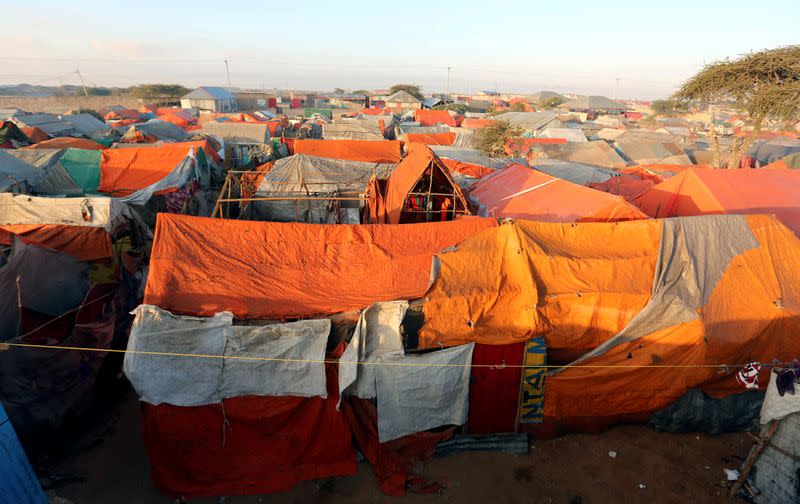 FILE PHOTO: A general view shows a section of the Al-cadaala camp of the internally displaced people following the famine in Somalia's capital Mogadishu