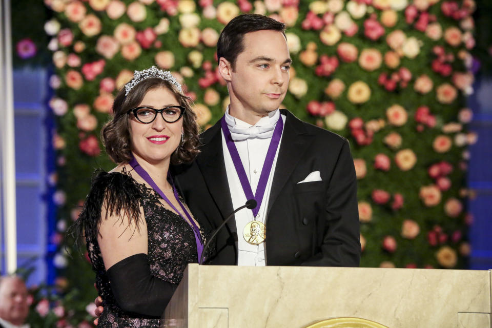 Amy Farrah Fowler (Mayim Bialik) and Sheldon Cooper (Jim Parsons) on ‘The Big Bang Theory’. Photo: Michael Yarish/CBS.