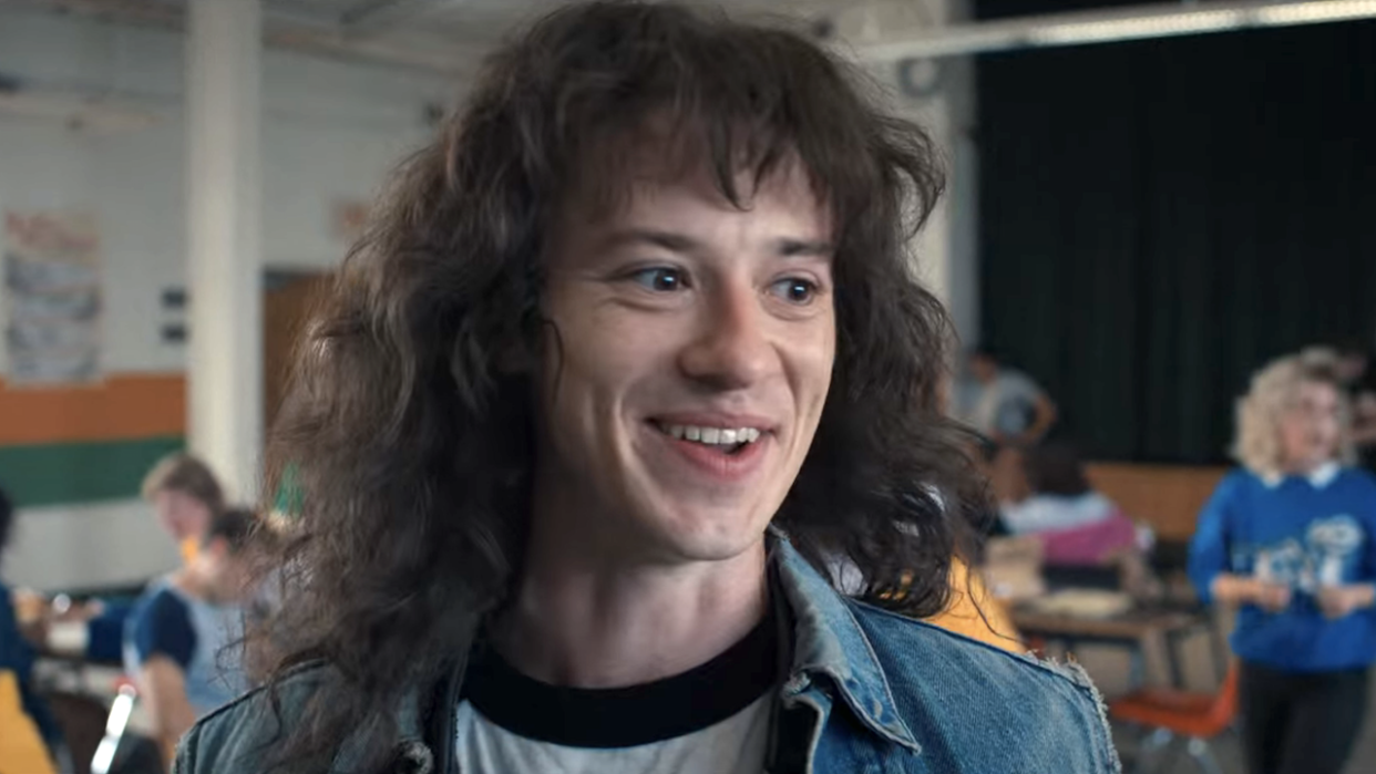  Eddie in the cafeteria on stranger things season 4. 