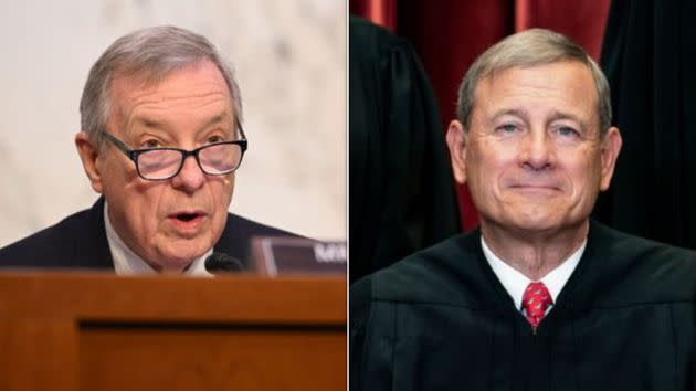 "The Senate Judiciary Committee will not tolerate these justices cherry-picking their way through text and history to impose their own extreme vision of presidential power on the American people," said Sen. Dick Durbin (D-Ill.). <span class="copyright">Getty/AP</span>