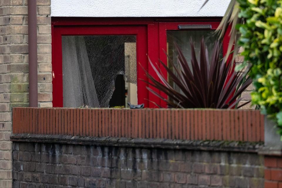 A smashed door or window at the scene (Getty Images)