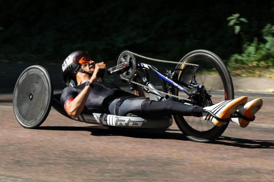 Will Groulx competes in the MH2 14.3 km Course time trial during the 2021 U.S. Paralympic Trials.