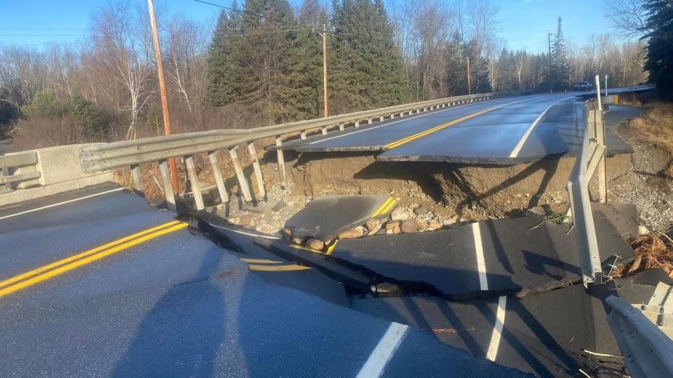 Roads in Maine and elsewhere were damaged due to the storm. - Eustis Fire Department