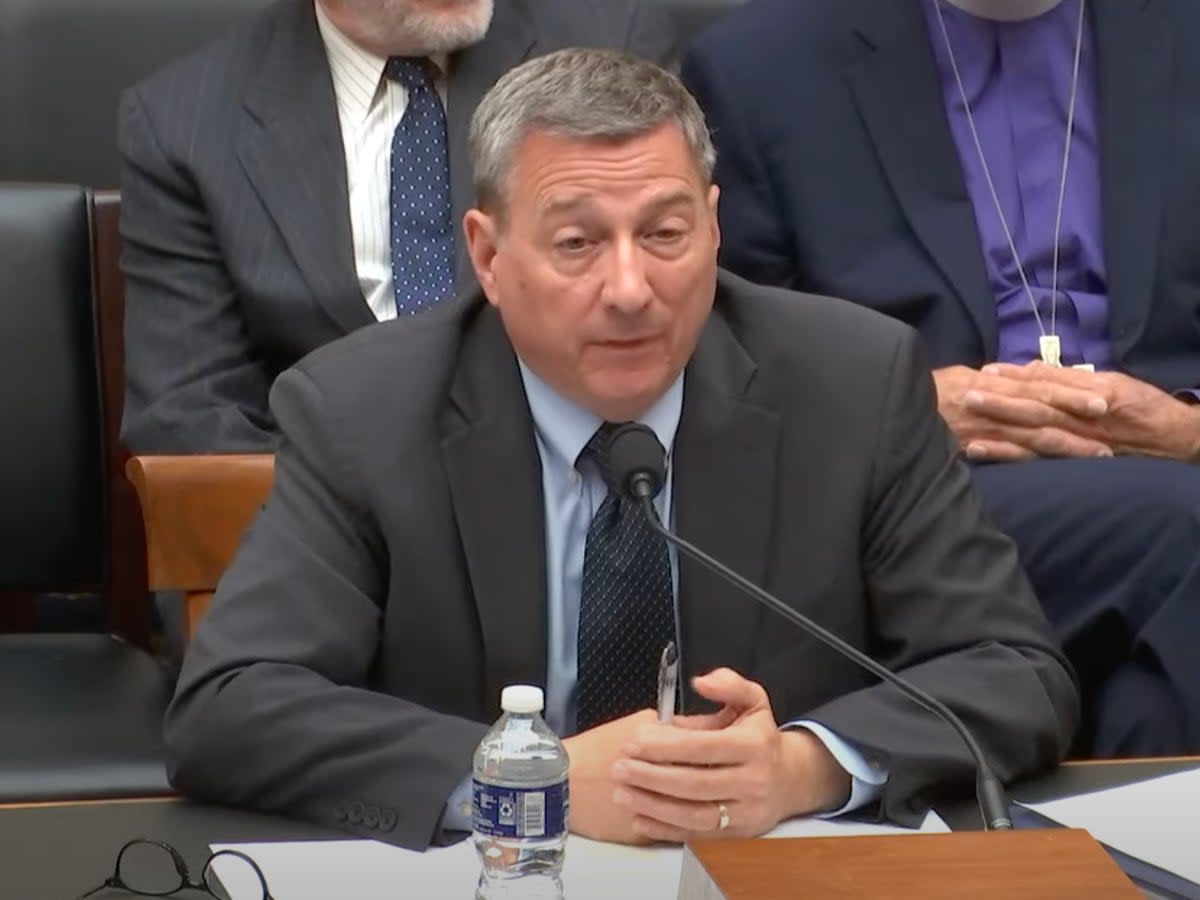 Former anti-abortion activist Robert Schenck testifies to the House Judiciary Committee on 8 December about Supreme Court ethics issues. (House Judiciary Committee)