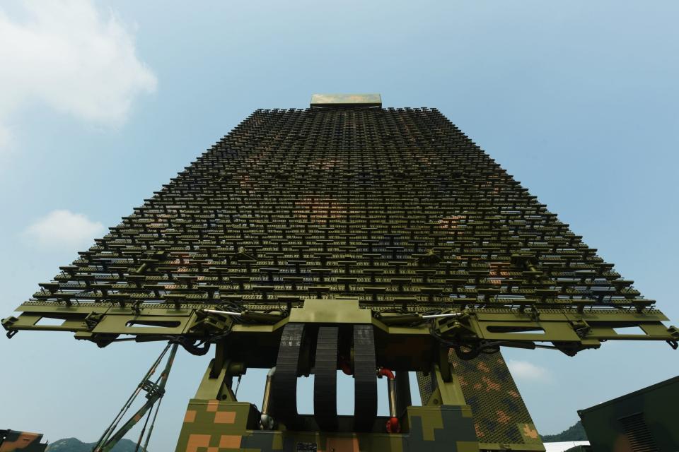 A Chinese-made YLC-8E ‘anti-stealth’ radar on display during Airshow China 2021 on September 29, 2021, in Zhuhai, China. <em>Photo by Long Wei/VCG via Getty Images</em>