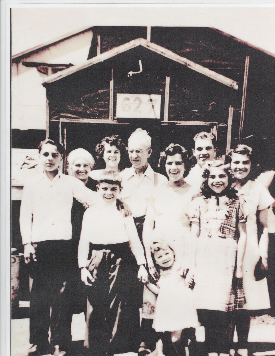 Hans, Hermine, Ellie, Reinhart, Josef, Linda, Ilsa, Joe, Wanda, and Trudy at the Barracks in Sioux Falls