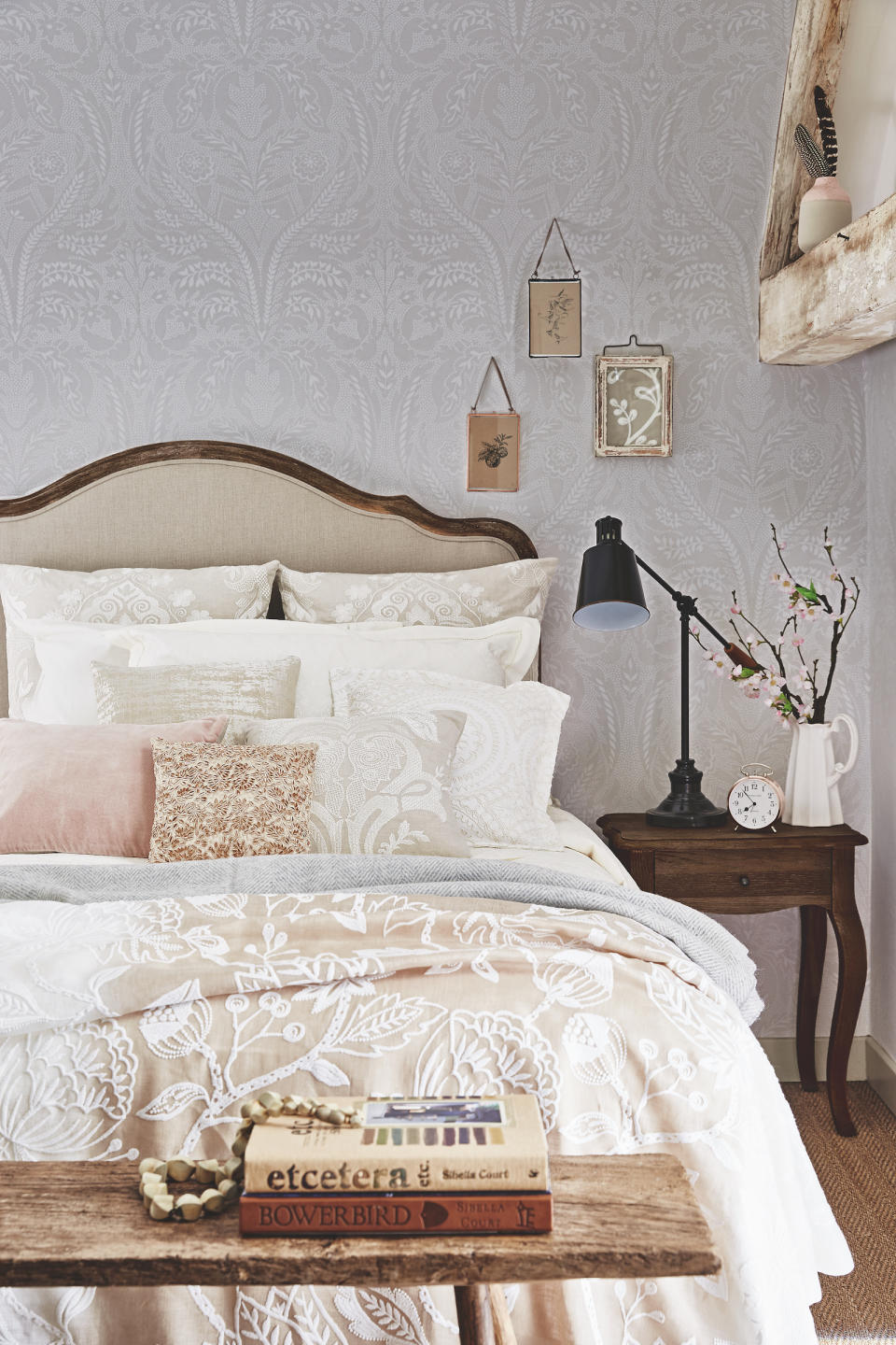 11. Use wallpaper for a pretty farmhouse look