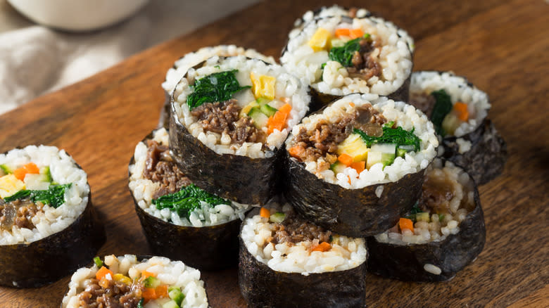 homemade kimbap with beef