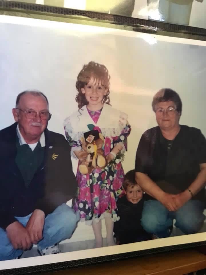 Clarke says spending time with her nan, Martha Sheppard, was one of the few escapes she had from bullying. She's pictured here also with her grandfather Absalom Sheppard and brother, Nicholas Clarke. 