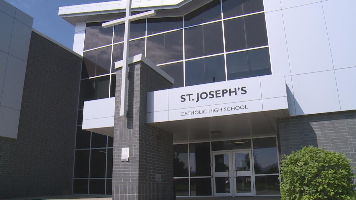 St. Joseph's Catholic High School is set for an expansion. The Ontario government is contributing $3.7 million to the project. (Chris Ensing/CBC - image credit)