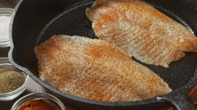 Pan-cooked tilapia