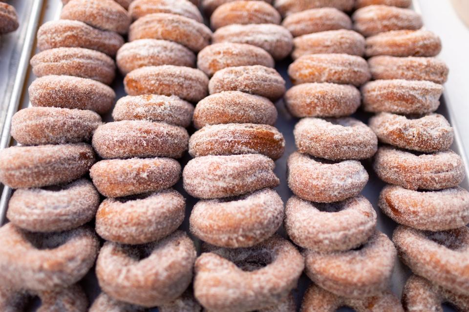 A tray of donuts.