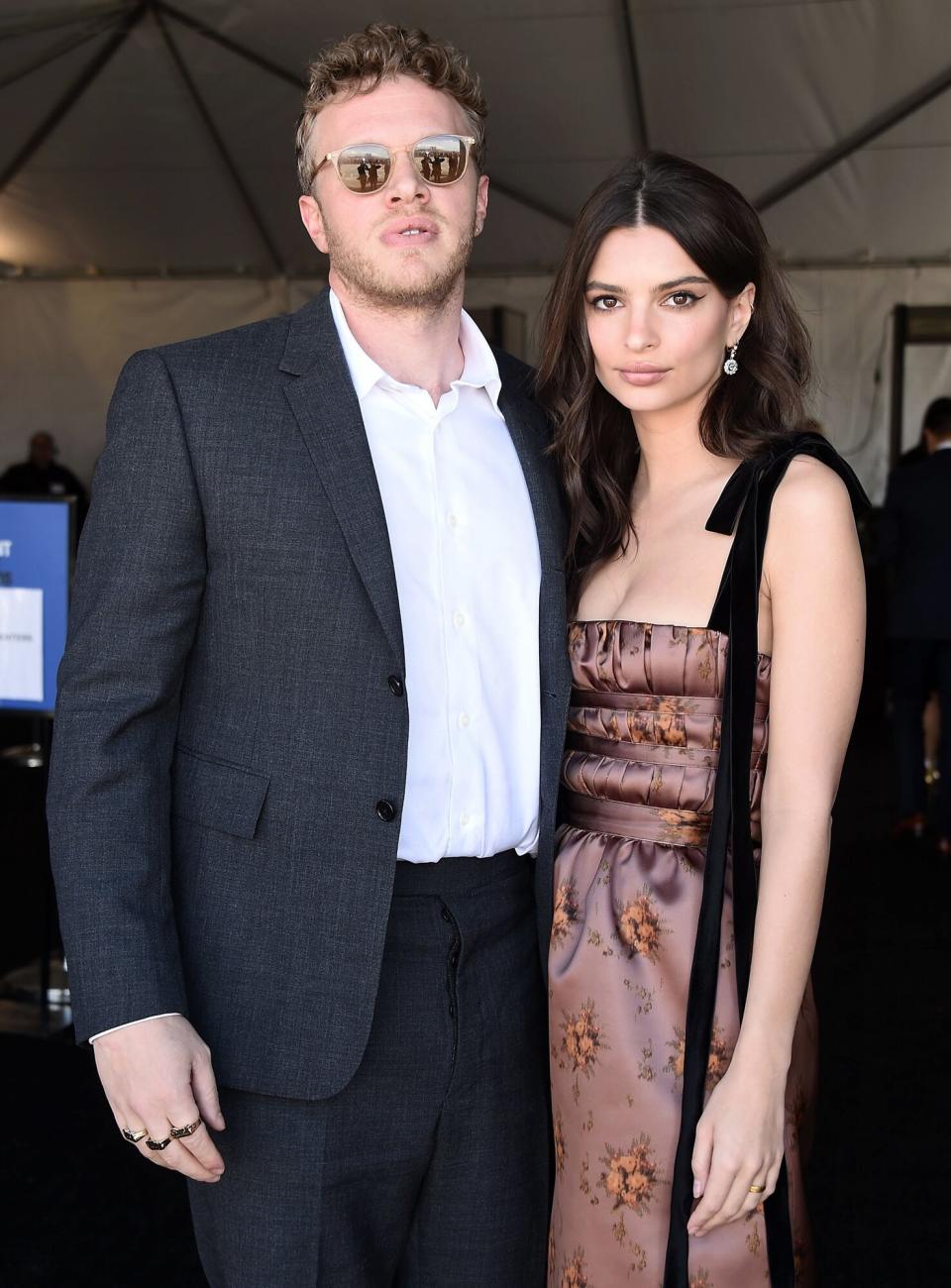 Emily Ratajkowski (R) and producer Sebastian Bear-McClard attend the 2018 Film Independent Spirit Awards on March 3, 2018 in Santa Monica, California