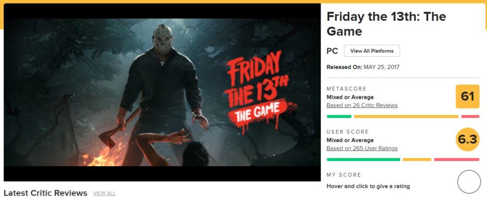 Friday the 13th: The Game recibió fuertes críticas, pero cautivó a muchos fans