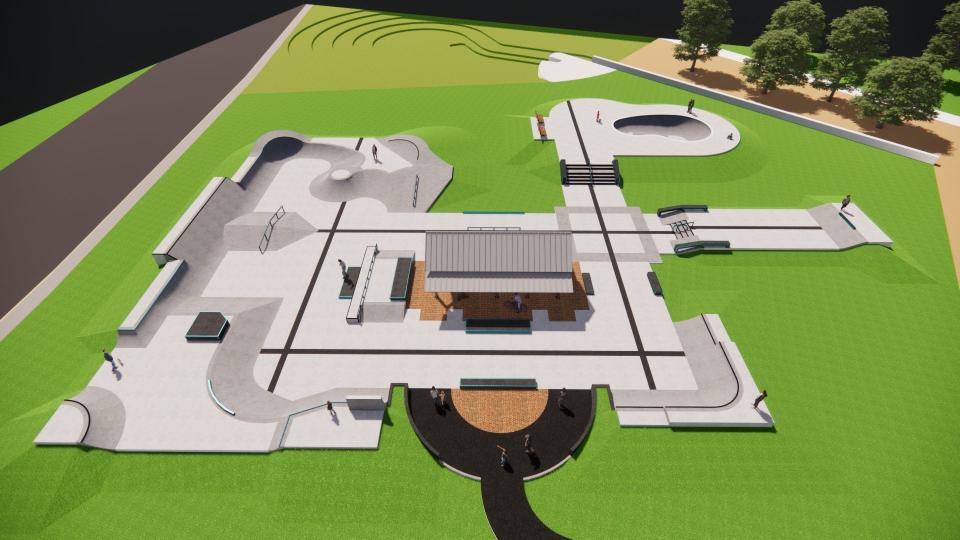 Created by Pillar Design Studios, this rendering shows the design for the new skatepark coming to Portsmouth. According to Portsmouth Skateboard Park Blue Ribbon Committee co-chair Amy-Mae Court, any changes to the skatepark design moving forward will be small.