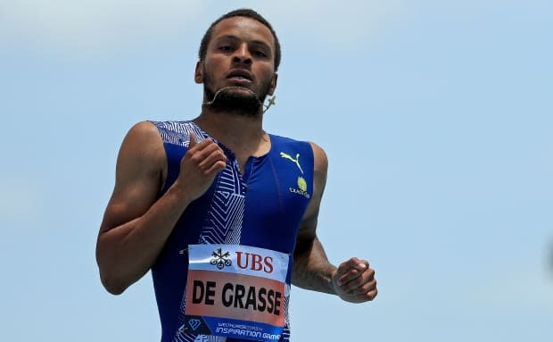 Canada's Andre De Grasse, seen above in July 2020, ran a 10.05 in the 100 metres to finish second at the North Florida Invitational on Friday. (Mike Ehrmann/Getty Images - image credit)