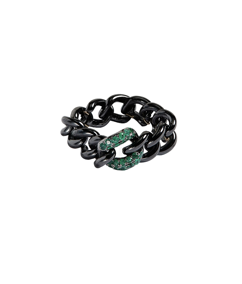 Semiprecious Stone Pave Link Ring