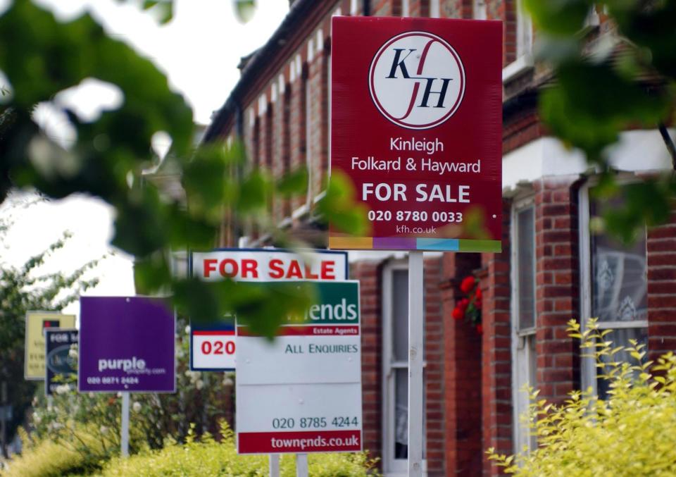 House for Sale Signs.  28/04/03 : Further evidence of a north-south divide in the housing market emerged as figures showed the first fall in national prices since November 2001. Property website hometrack said the slowdown had been felt the most in the South East, although counties above a line from the River Severn to The Wash still reported healthy rises. Overall, prices in England and Wales fell 0.1% in April, continuing 11 months of steady decline in house price inflation since May s peak of 2.6%. 02/06/03 : Despite two years of soaring prices homes remain affordable across Britain researchers have claimed. Mortgage lender Cheltenham & Gloucester said anyone buying a house now would have to spend an average of 33.4% of their salary on mortgage repayments -   33.40 for every   100 they earned. But the figure is only slightly higher than the   28.60 for every   100 they earnt that would have been taken up by repayments in 1999, before the current boom first started, and well below the   71.30 per   100 they would have spent in 1990.  08/08/03 : House prices increased by almost 13% in England and Wales in the past year, figures showed. The Land Registry s quarterly residential property price report said that prices were 12.52% higher between April and June than they had been during the same period last year.  22/04/2004: More than a third of first-time buyers say they have given up hope of being able to buy their own home for at least a year, research showed Thursday April 22, 2004.  But half of those looking to buy said they would be prepared to buy a property they did not like, in an area they did not want to live in, just to get on to the ladder, according to Yorkshire Bank.  10/06/2004  Consumers who are relying on property to provide them with a retirement income could be left "high and dry" if there is a house price crash, a report warned Thursday June 10, 2004. Market analyst Datamonitor said people were increasingly seeing property as a "get out of jail free card", viewing it as the new pension. It warned, however, that rental downturns or a return to negative equity could leave people with a pension shortfall.  *15/06/04: The pace of house price growth has slowed for the first time in six months as buyers assess the market following interest rate rises, figures showed. The Royal Institution of Chartered Surveyors said speculation that interest rates would rise steeply this year following the increases already seen had dampened buyers' mood.  25/09/04: Britons are wasting  224 million each year in fines for missed payments and interest charges when moving house, new research has shown. Nearly a quarter of families forget to tell utility firms or their banks that they have moved, triggering penalties that add to the financial burden of changing address. A poll by bills payments group Direct Debit found that people move house an average of six times in their lifetime.  06/10/04: Confidence in the housing market has fallen for the fourth month in a row, according to research published. The Woolwich consumer confidence index shows that just over half (52%) of homeowners believe their property will continue to increase in value compared to 56% in August and 62% in July.  20/11/04: An estimated 18 million homeowners are relying on their property to form part of their retirement income, according to research published. And more than 3.8 million are expecting it to provide over half the amount, the research from the Prudential found.  27/11/04: Exeter has seen the largest increase in house prices of any UK city over the past five years, while Aberdeen has seen the smallest, according to figures. An average property in Exeter now costs  199,018, a rise of 156%, the study by the Halifax found.