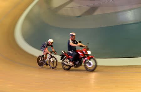 Britain Cycling - Team GB - Rio 2016 Cycling Team Media Session - Newport Velodrome, Wales - 25/7/16 Mark Cavendish (L) of Team GB in action Action Images via Reuters / Tony O'Brien Livepic