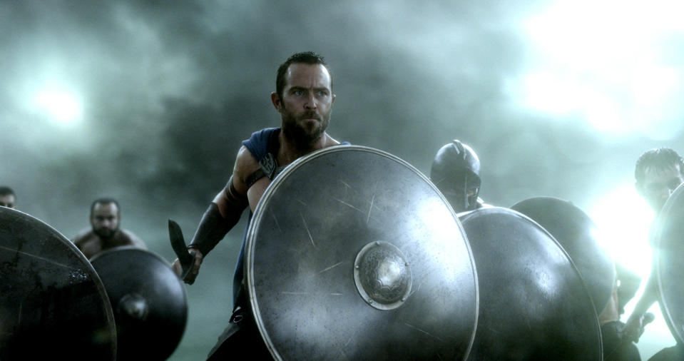 This image released by Warner Bros. Pictures shows Sullivan Stapleton in the film, "300: Rise of an Empire." (AP Photo/Warner Bros. Pictures)