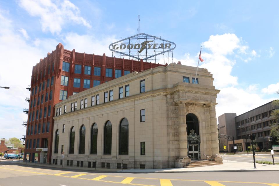 The Goodyear Theater is located at the corner of East Market Street and Goodyear Boulevard in Akron's East End.