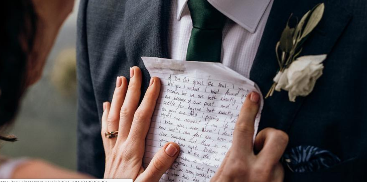 A bride read her husband a letter on their wedding day that she had written to him before they ever met. (Photo: Instagram via Lemon Tree Film House)