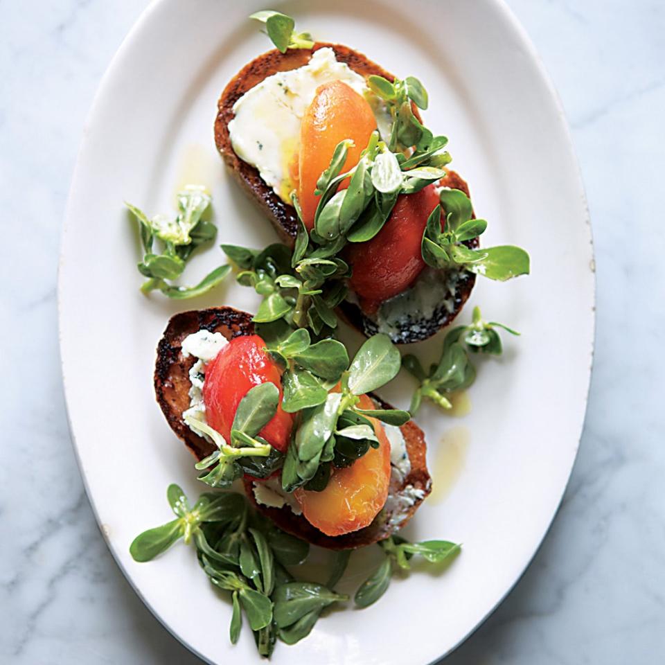 Peach and Blue Cheese Toasts